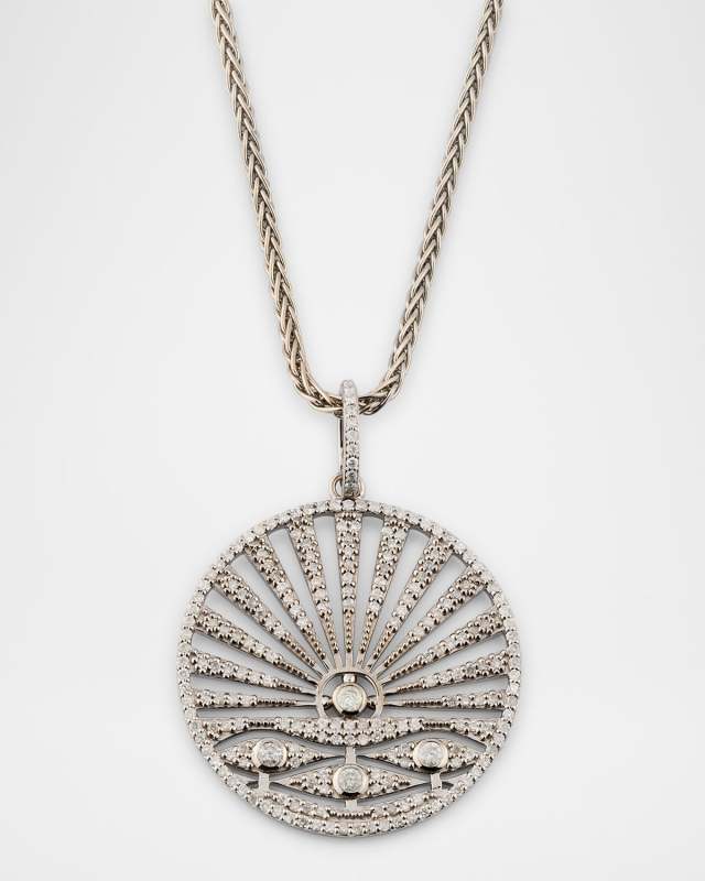 Sterling Silver Diamond Sunrise Pendant Necklace